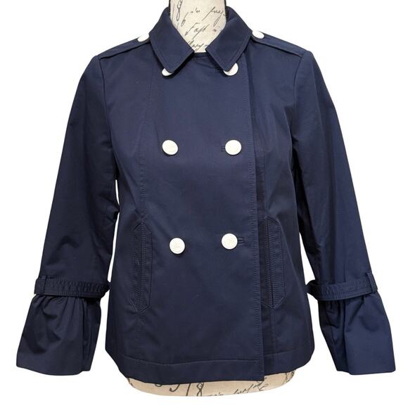 Talbots Jackets & Blazers - Talbots Cotton Peacoat with Bell Sleeves Petite P (XS/0-2) Navy Blue NWT